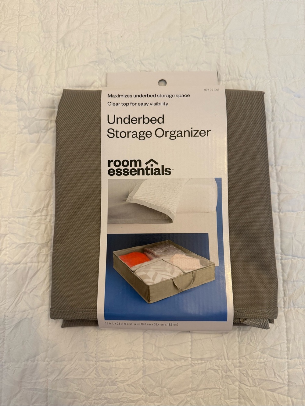 Room Essentials Gray Fabric Underbed Storage Organizer with Clear Top